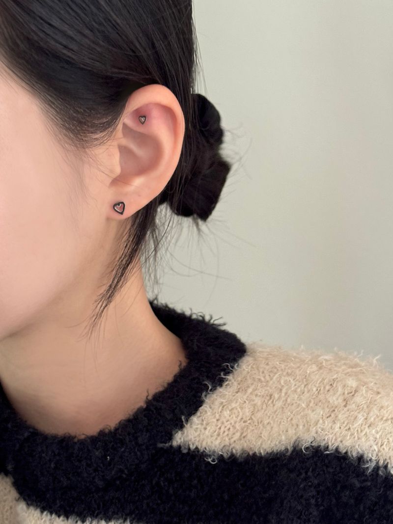 [3 color] heart piercing / 2 sizes / mini daily simple point
