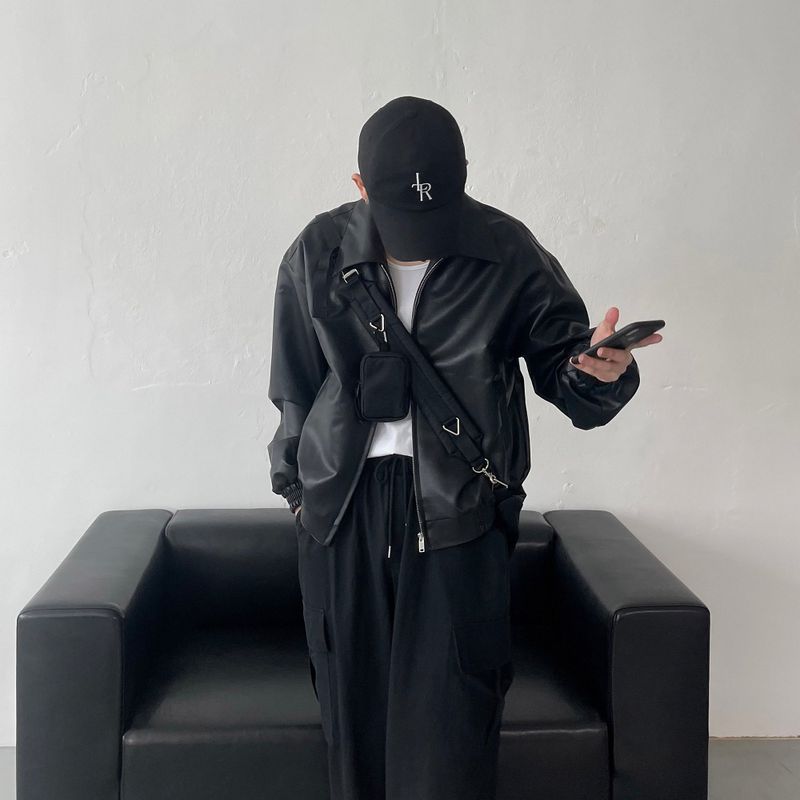 UI leather cropped jacket