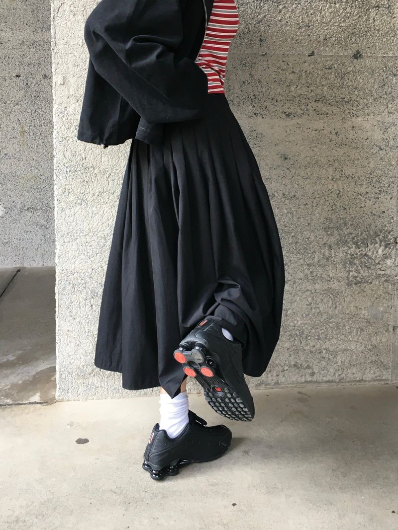 Posyu Pintuck Pleated Long Skirt (2c)