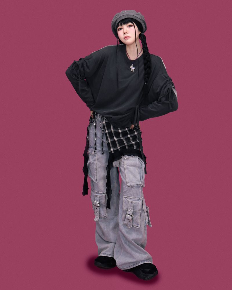 papa cargo denim pants