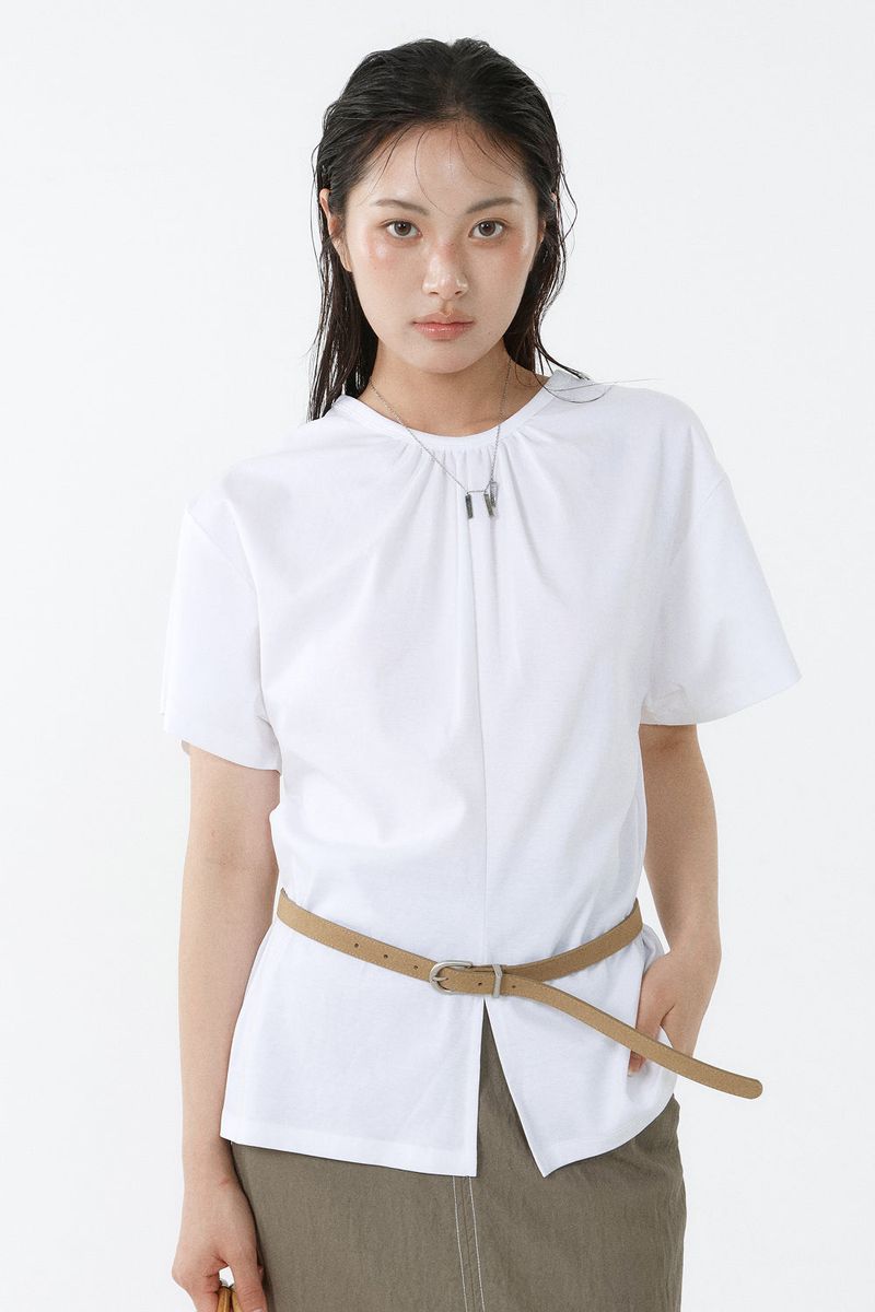 SHIRRED ROUND TOP_WHITE
