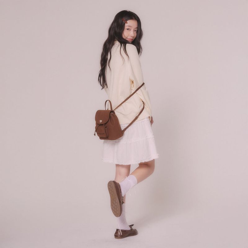 HEART LOCK BACKPACK (SUEDE)BROWN