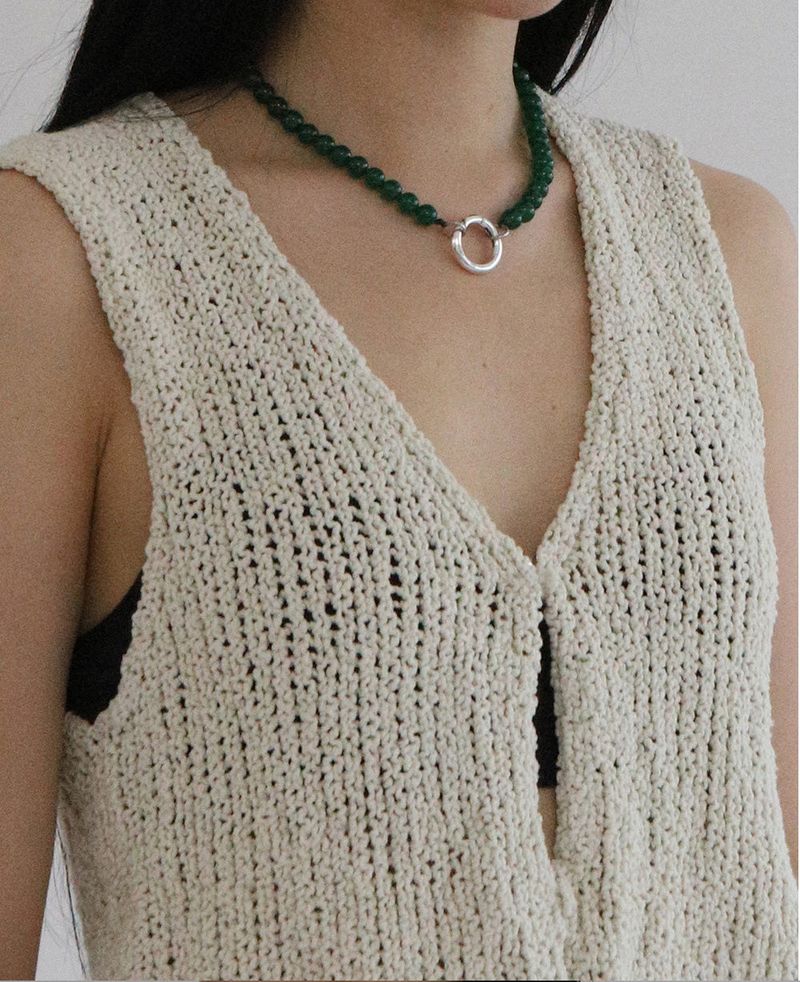 [MADE] Capsule02 Silver Open Pendant Gemstone Necklace _Green