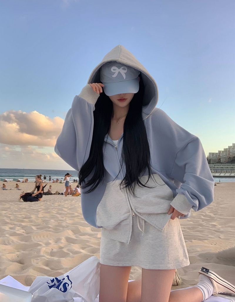 BEIDELLI（ベイデリー）の「[BELLIDE MADE] Spring VER, two-tone color scheme loose fit zip-up hoodie（Tops）」