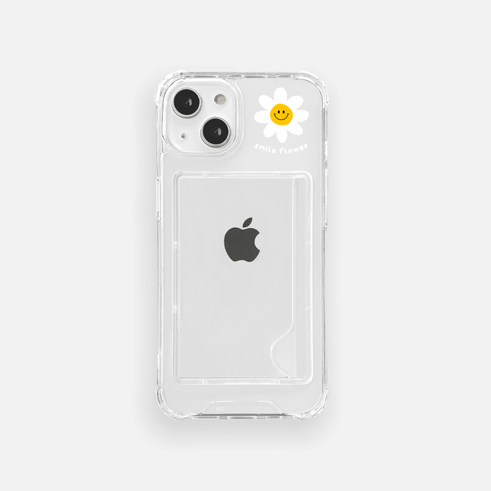Clear Card Holder Bumper Case Smile Flower