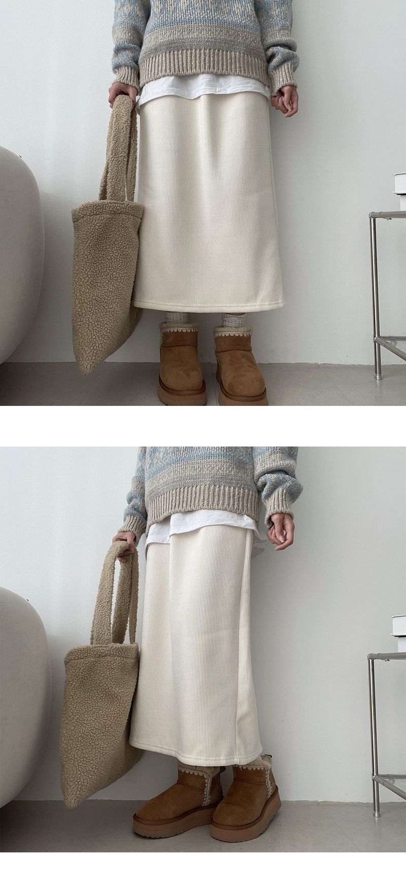 [Fleece] Tayo Back Slit Corduroy Skirt