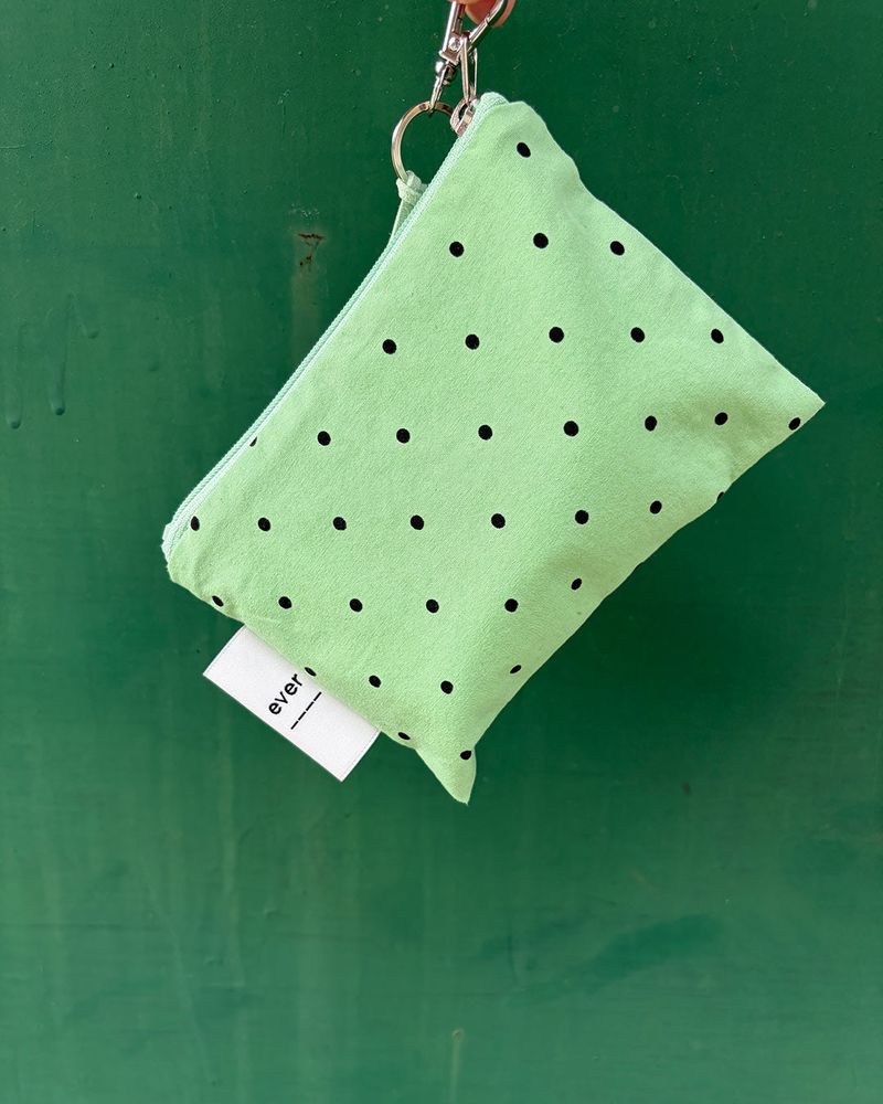 Baby dot flat pouch - green , S size
