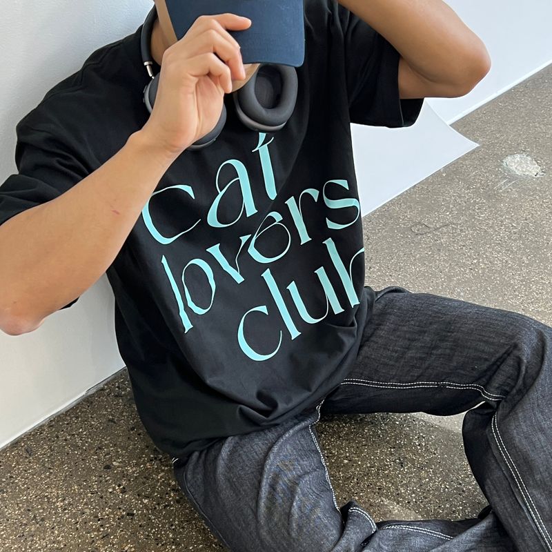 CAT LOVERS CLUB MINT LETTERING T-SHIRTS(3 COLORS)