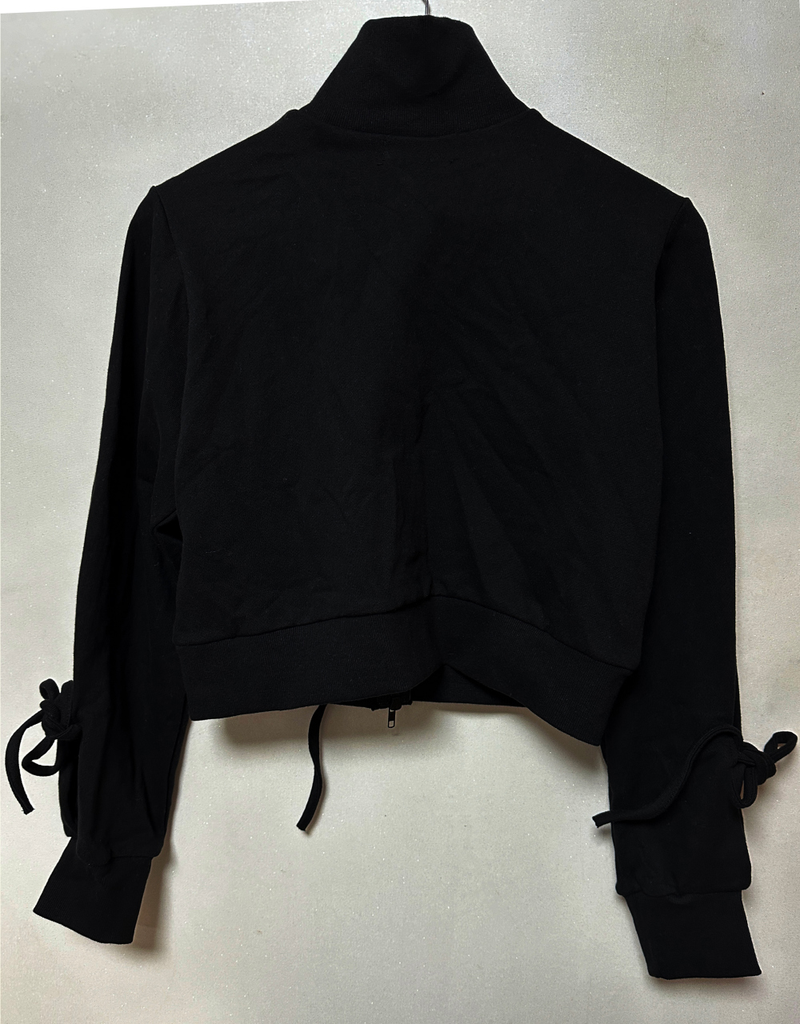 BOW HIGH-NECK HOOD ZIP-UP🖤🩶 - 2 COLORS
