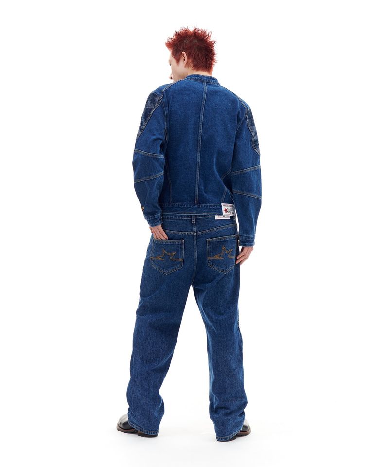 BIKER DENIM ZIP JACKET (BLUE)