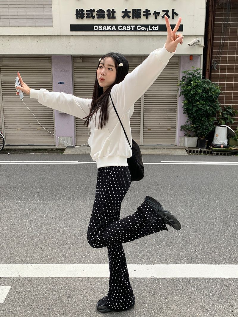 [MADE] Dot Pleated Long Bootcut Pants