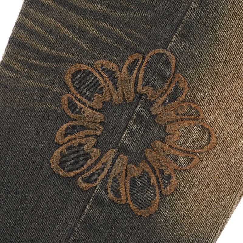 [ULKIN] MUGUNG Applique Washed Denim Pants_Black