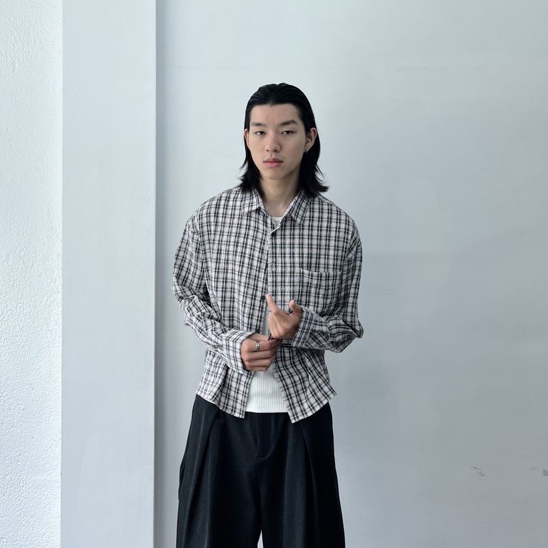 ボクシー チェック クロップド シャツ