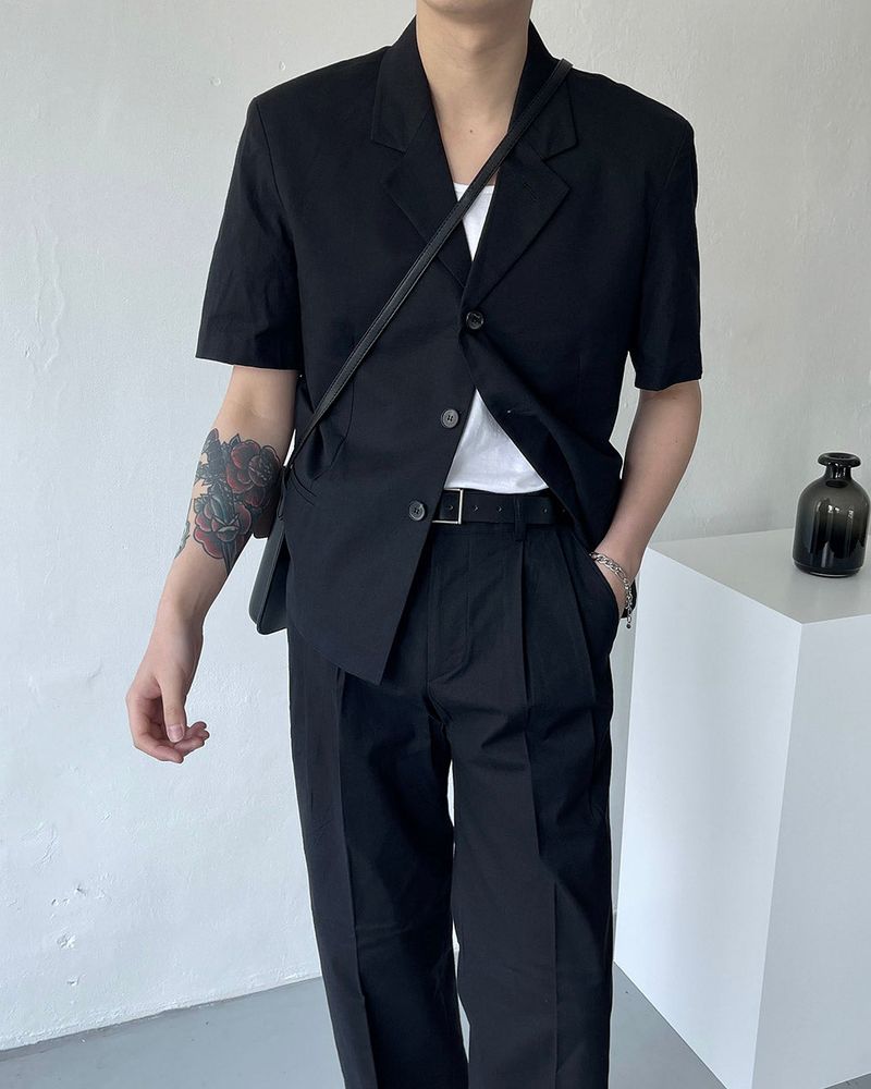 ECT Linen Short-Sleeved Short Jacket (2 colors)
