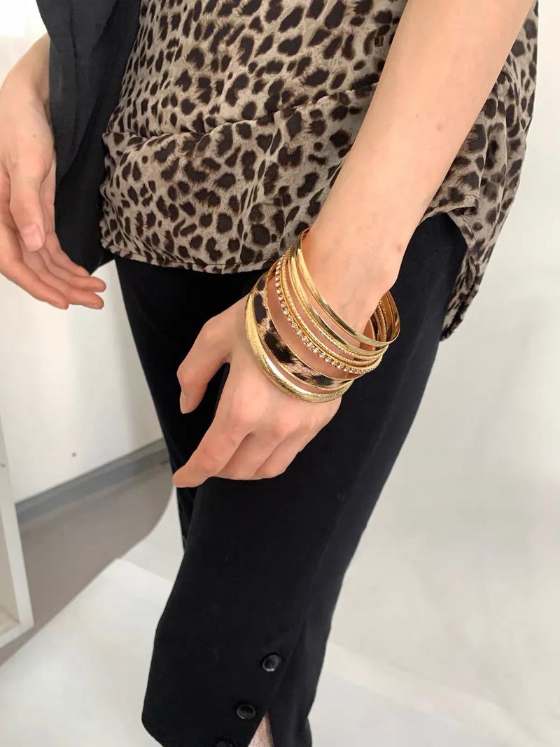 Leopard twinkle gold bangle SET