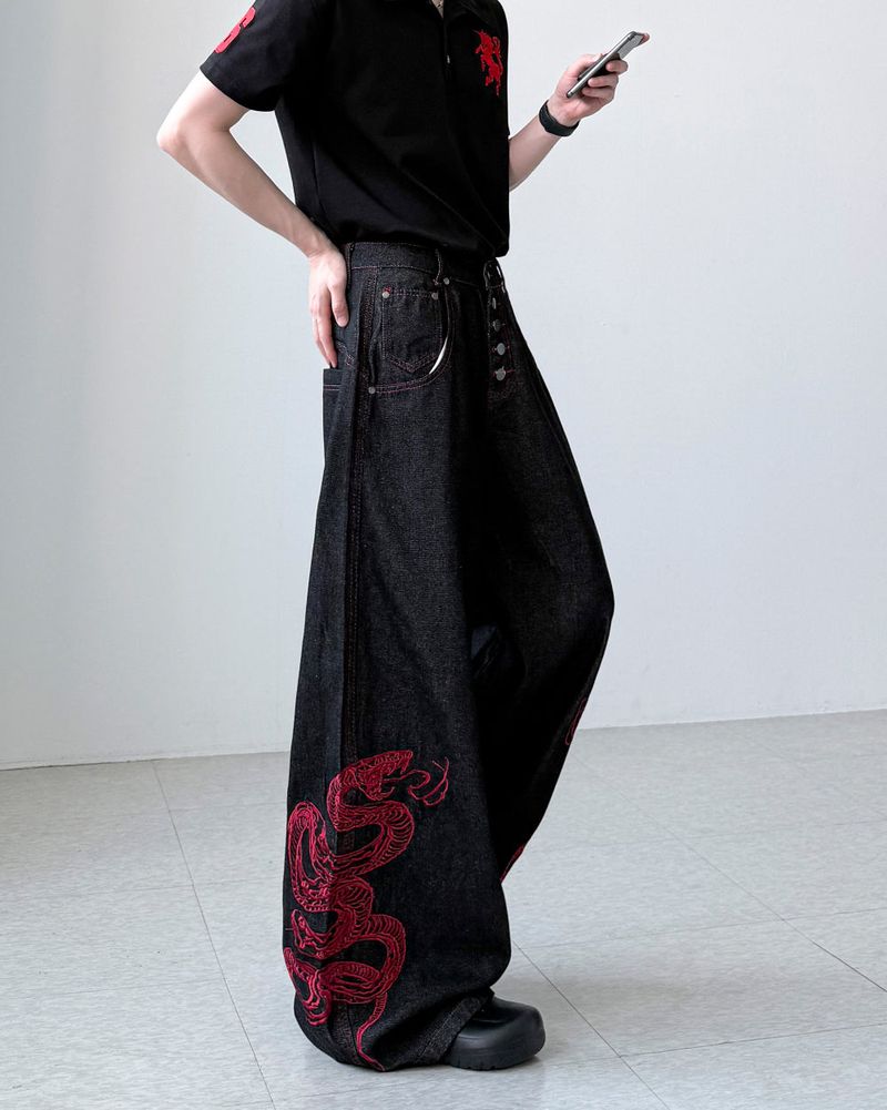 Serpent Black Wide Denim