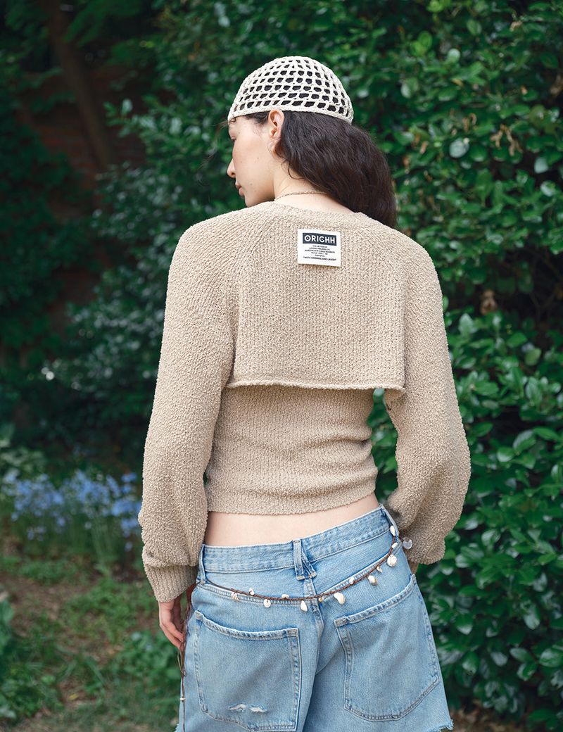 Summer Boucle Knit Bolero_Taupe