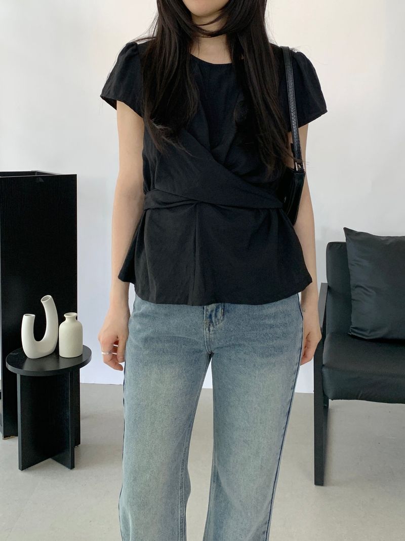Amélie Shirred Wrap Blouse