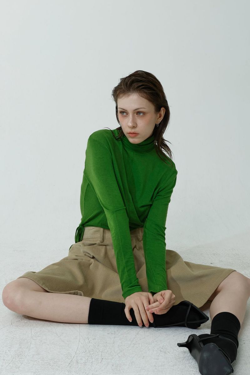 WOOL SPAN TURTLENECK T-SHIRT_OLIVE
