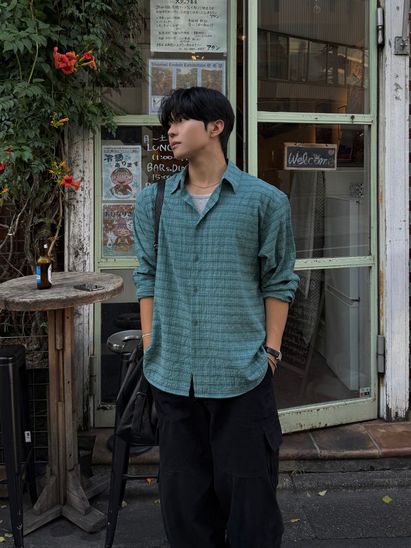 Suede check shirt