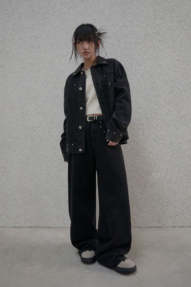 Studded selvage washed denim - Jacket