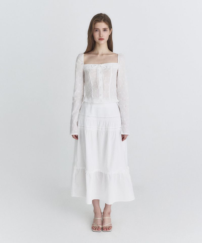 Ribbon square blouse (Ivory)
