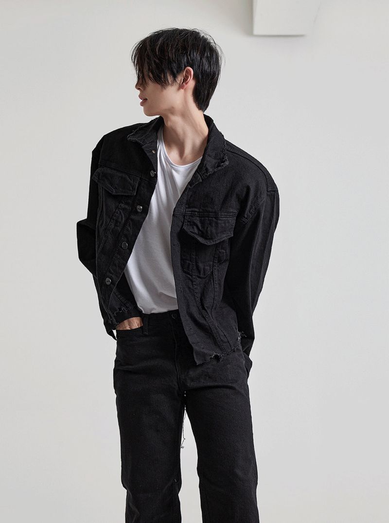 Damage Over Semi Bootcut Denim Pants