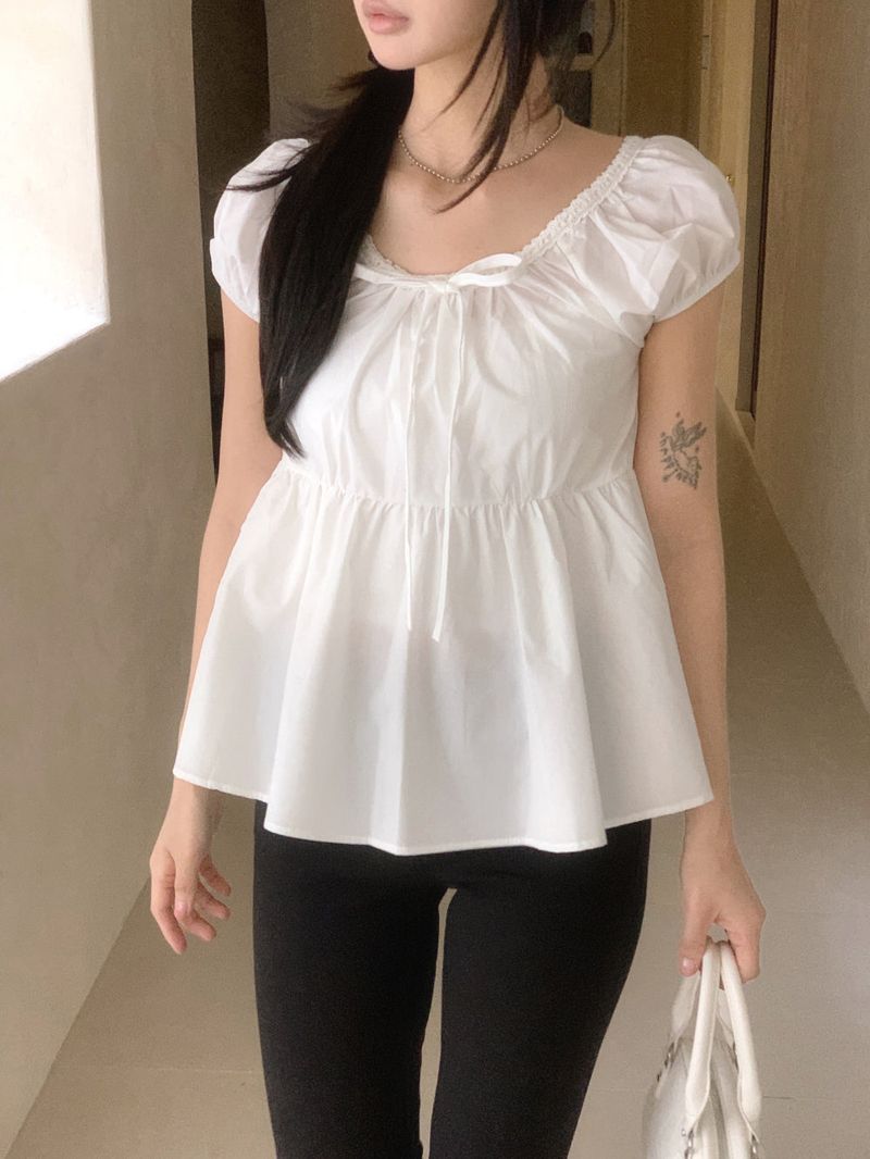 Sugar Lace Babydoll Puff Blouse