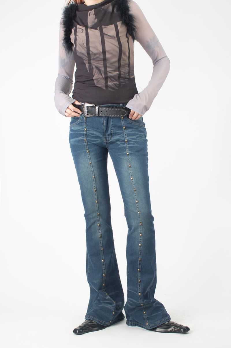 Stud Boots Cut Denim
