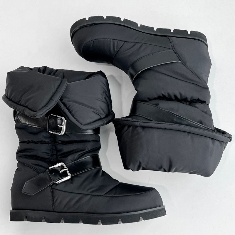 Padded fur belt long-boots (Black)