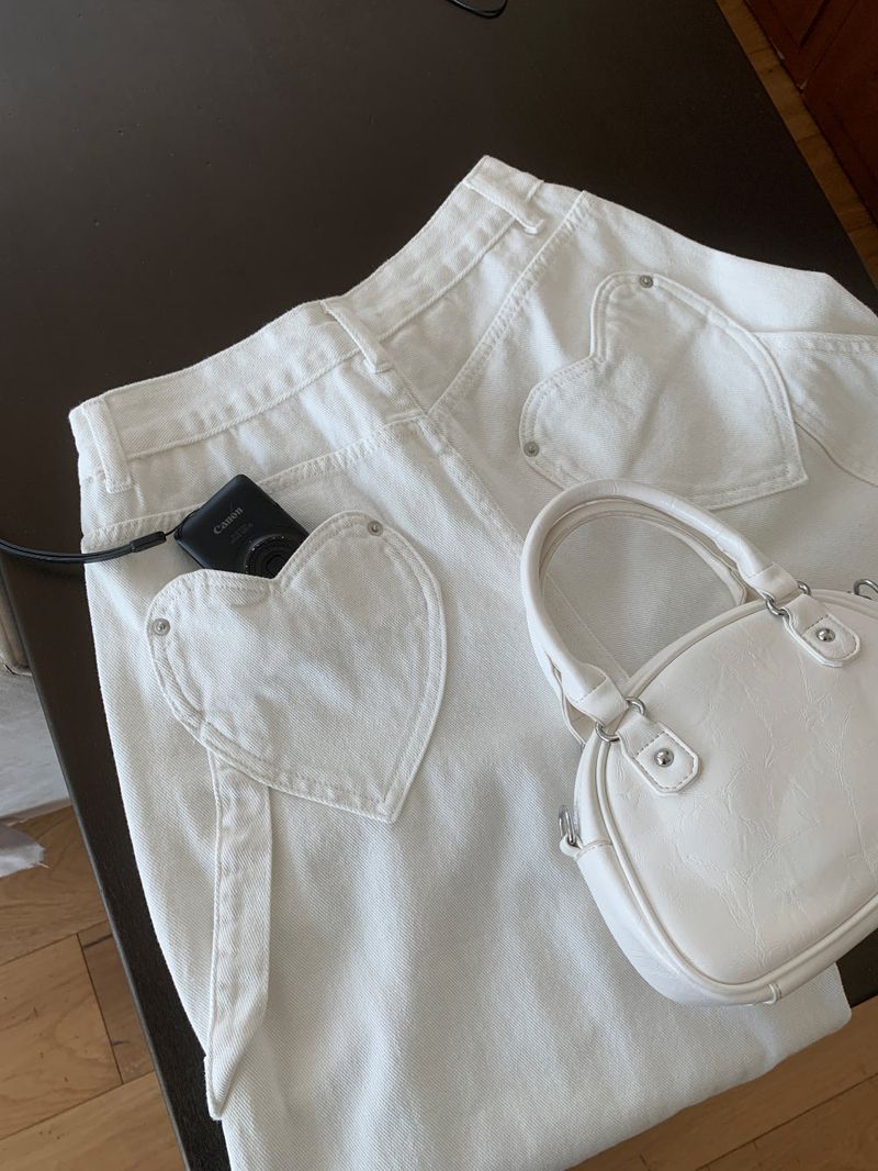 Luri Back Heart Pocket Carpenter Wide Pants 