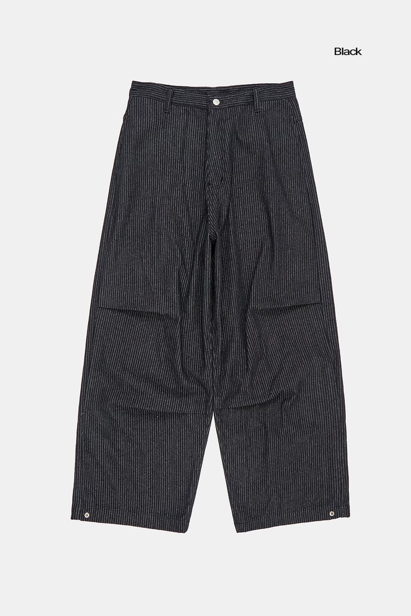 Add pin-tuck stripe denim pants