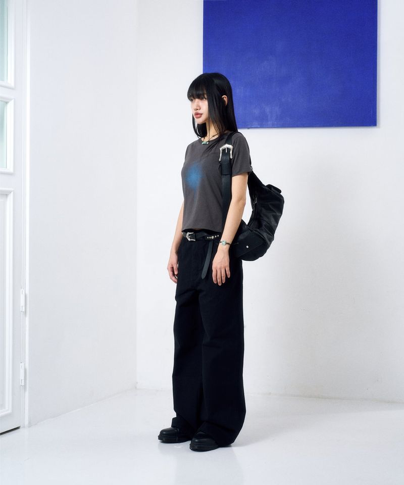 Bumpy Buckle Stone Bag (Black)