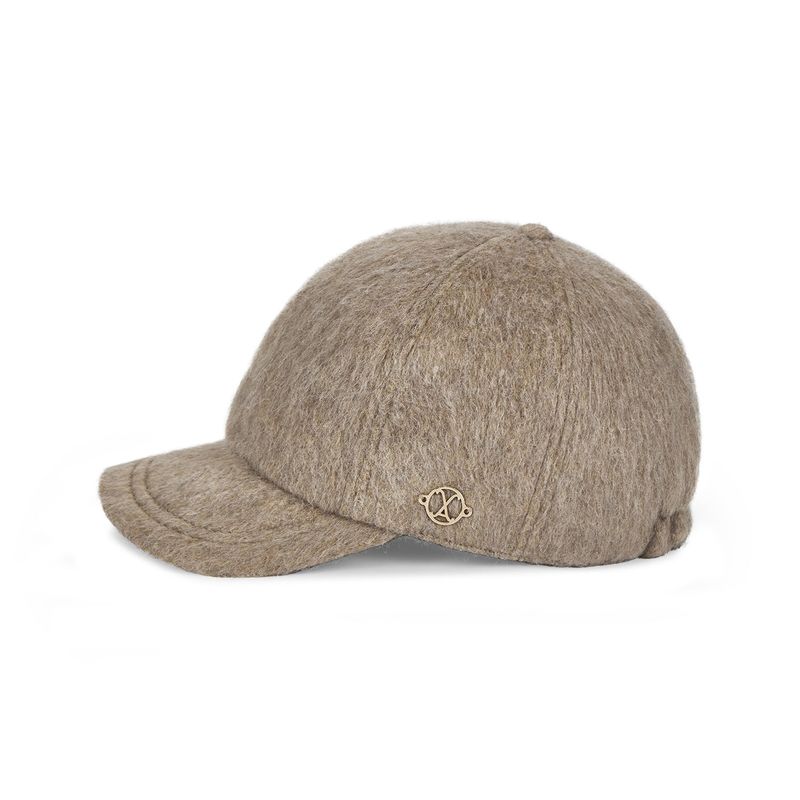 VA Curved Circle Logo Newsboy Cap / Light Mocha