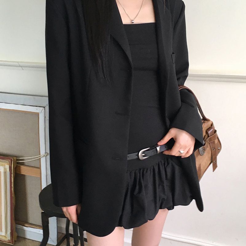 Tebi Basic Boxy Overfit Minimal Blazer Jacket