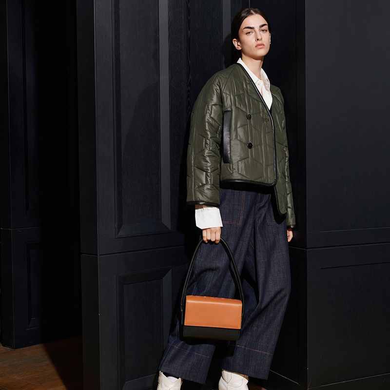  PUBLICKA JULY SHOULDER BAG, TAN BROWN + BLACK