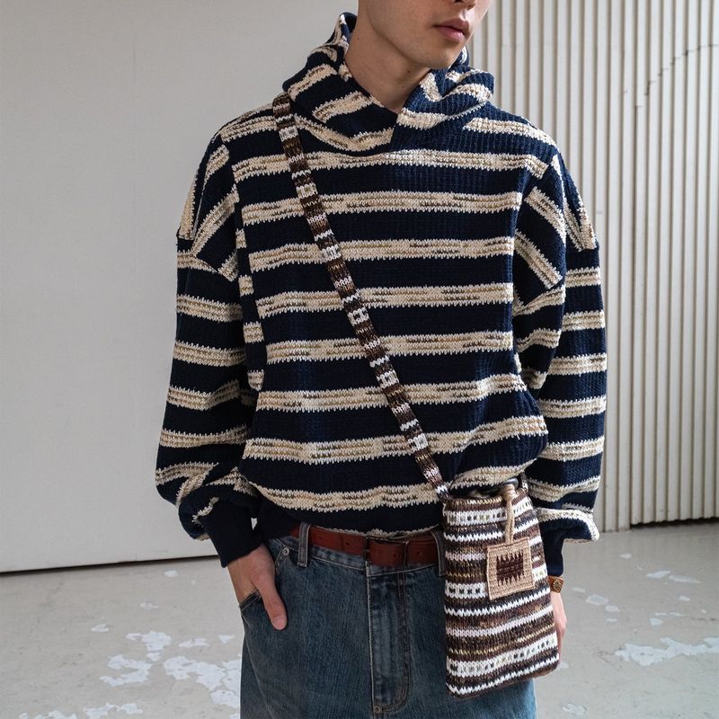 Knit sacoche bag / Brown