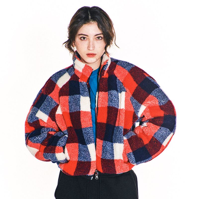 WEIRD FLEECE CROP JACKET (RED)