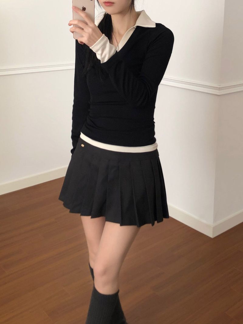 Layered Collar T-shirt (2 colors)