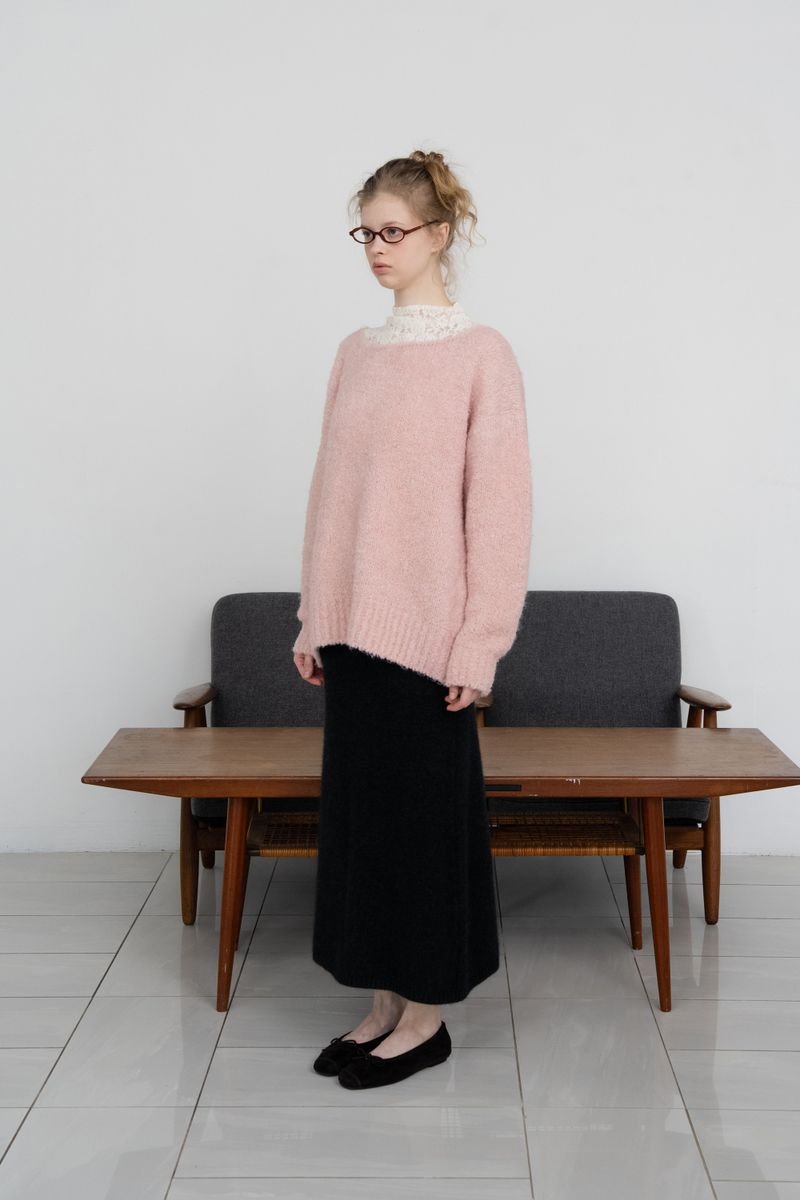 Blush boucle knit_baby pink