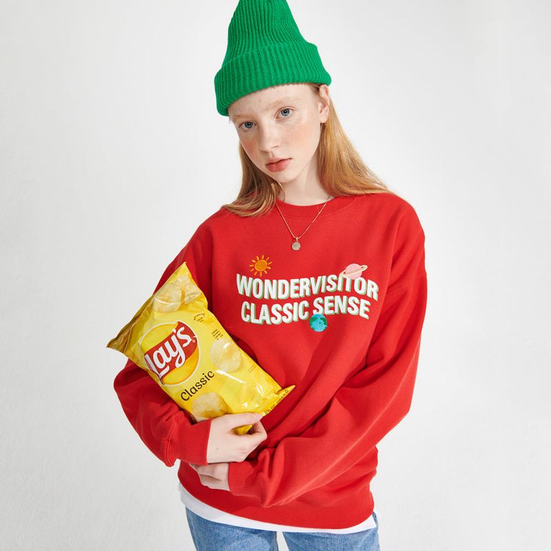 wonder visitor（ワンダービジター）の「Stella sweat-shirts [Red]（Tops）」