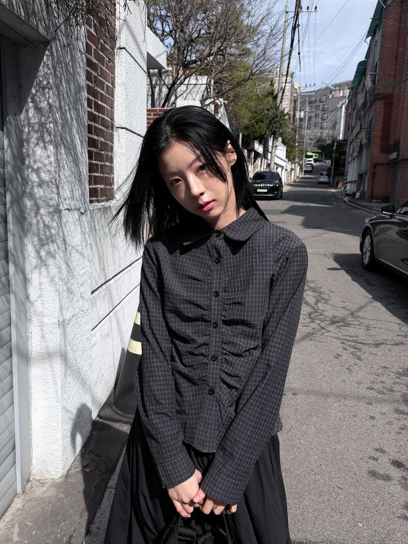 WOOHWA（ウファ）の「シャーリングコットンチェックシャツ（トップス）」