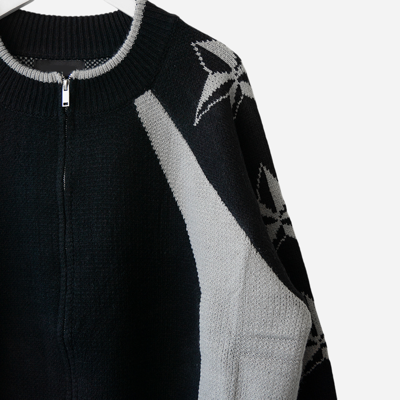 Star-printed Knitwear Zip-Up