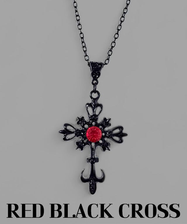 Red Black Cross necklace