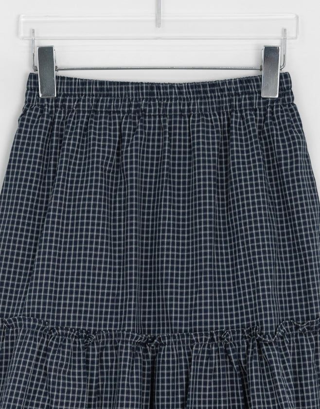 Betel Layered Check Midi Skirt
