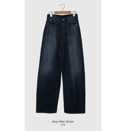 TY Deep Blue Washed Denim Wide Pants