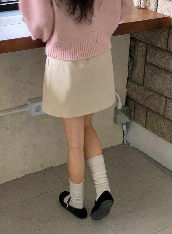 Daily Pintuck Wool Mini Skirt (2color)
