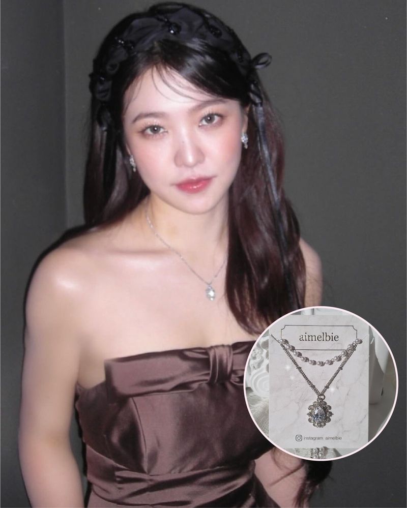 [IVE Liz Necklace/Anti-tarnish] Laced Waterdrop Layered Necklace