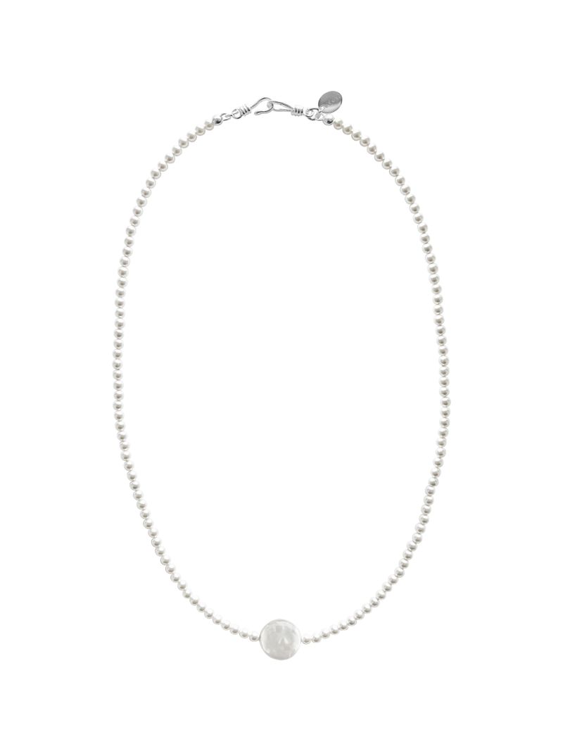 Flat Pearl Dew Drop Necklace 3Color