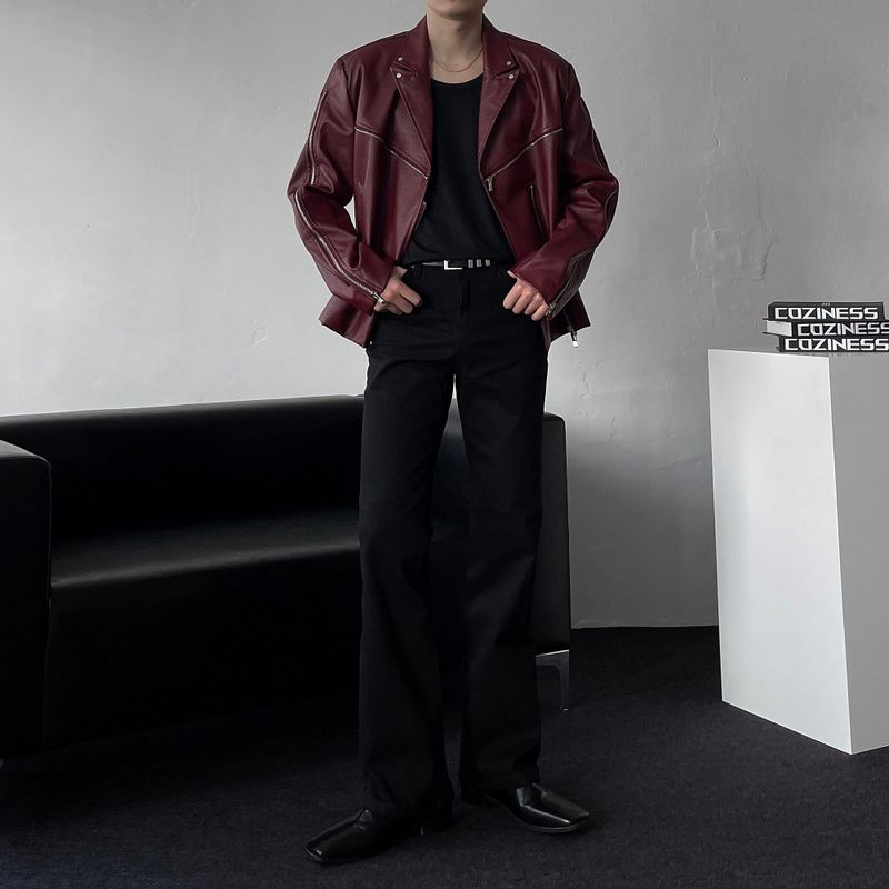 ENOC leather zipper double jacket (2 colors)
